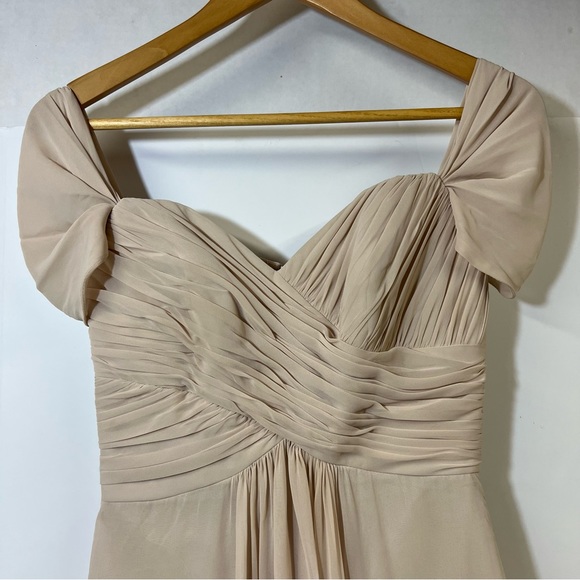 Dessy Collection by Vivian Diamond Blush Pink Lux Chiffon Dress 0 Convertible - Picture 4 of 12